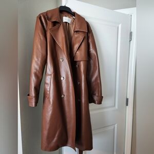 Aritzia Babton Vegan Leather Trench Sz L